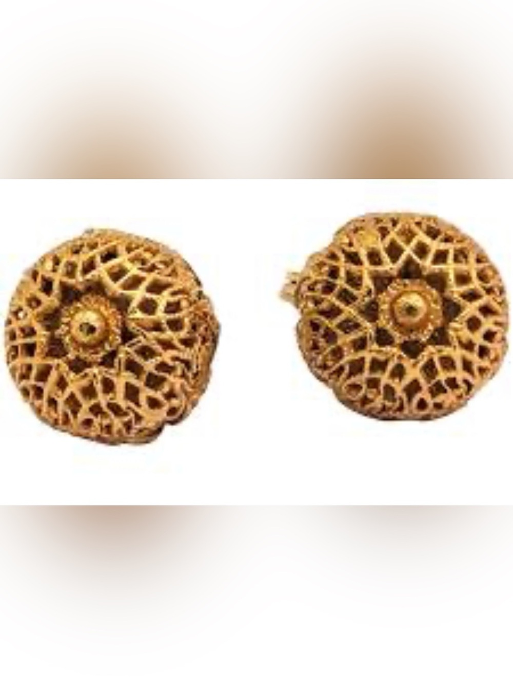 Gold Filigree Monet Round Stud Earrings - Elegant Women's Jewelry
